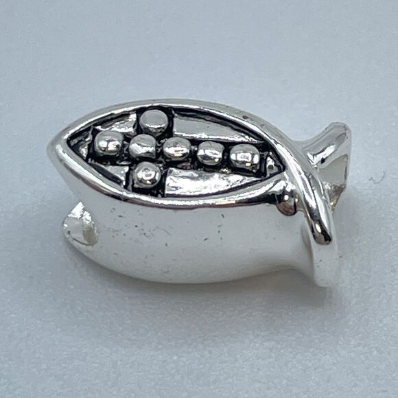 925 Sterling Silver Ichthys Fish With Cross European Charm Religious Timeless - Picture 4 of 7